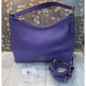 Coach Laurel Shoulder Bag Purple Leather Crossbody Shoulder Bag CR148